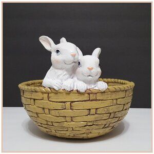 NEW Easter Bunnies in a Basket Bowl 9.5" D x 8" tall